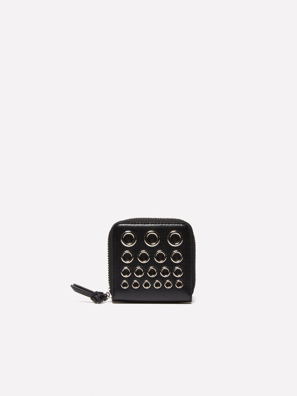 Black small coin purse with eyelets - portefeuilles pour femme | Sisley