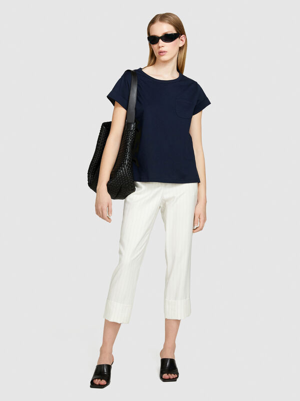 T-shirt 100 % coton bio à poche poitrine - t-shirts à manches courtes pour femme | Sisley