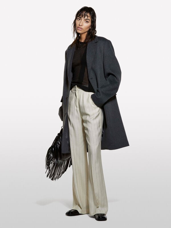 Pantalon rayé blanc crème Pantalon rayé blanc crème - pantalons palazzo pour femme | Sisley