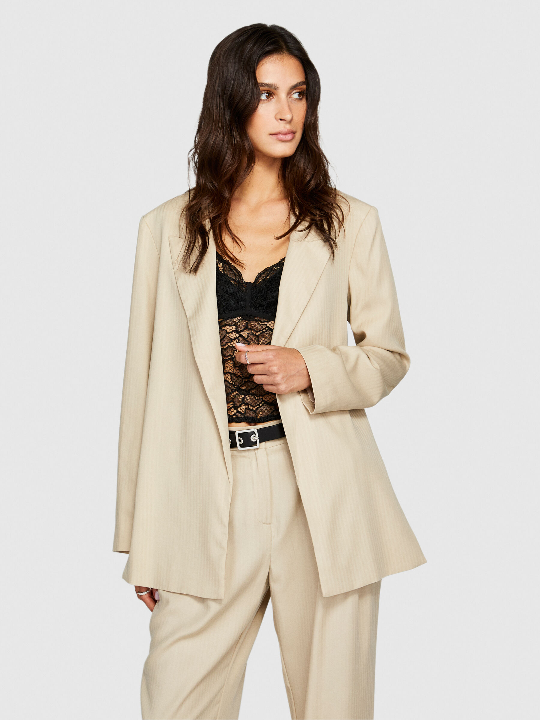 Blazer ouvert coupe confort Beige Sisley