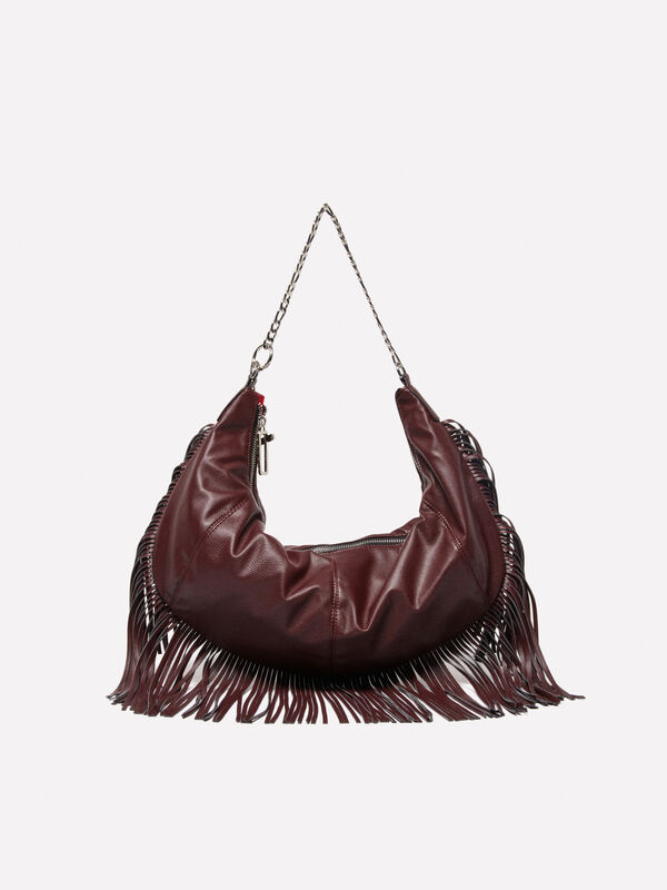 Burgundy bag with fringe - sacs à bandoulière et porté épaule pour femme | Sisley