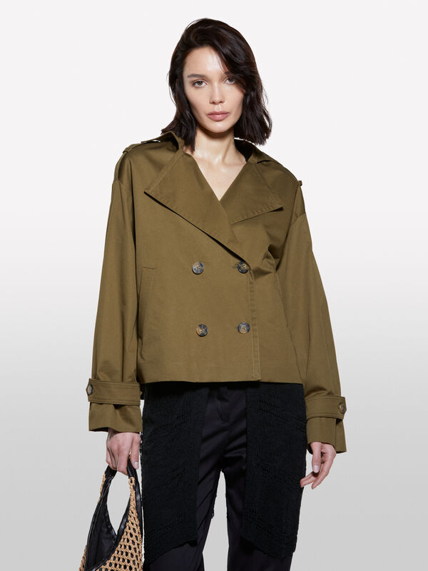 Trench court vert militaire Trench court vert militaire - trenchs et imperméables pour femme | Sisley