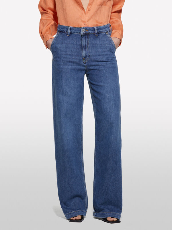 Jean coupe large foncé - jeans palazzo pour femme | Sisley