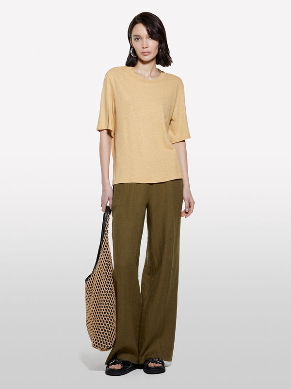 T-shirt court moutarde - t-shirts &agrave; manches courtes pour femme | Sisley