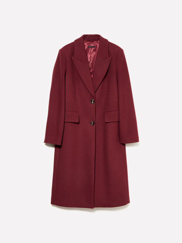 Manteau rouge brique à simple boutonnage - manteaux pour femme | Sisley