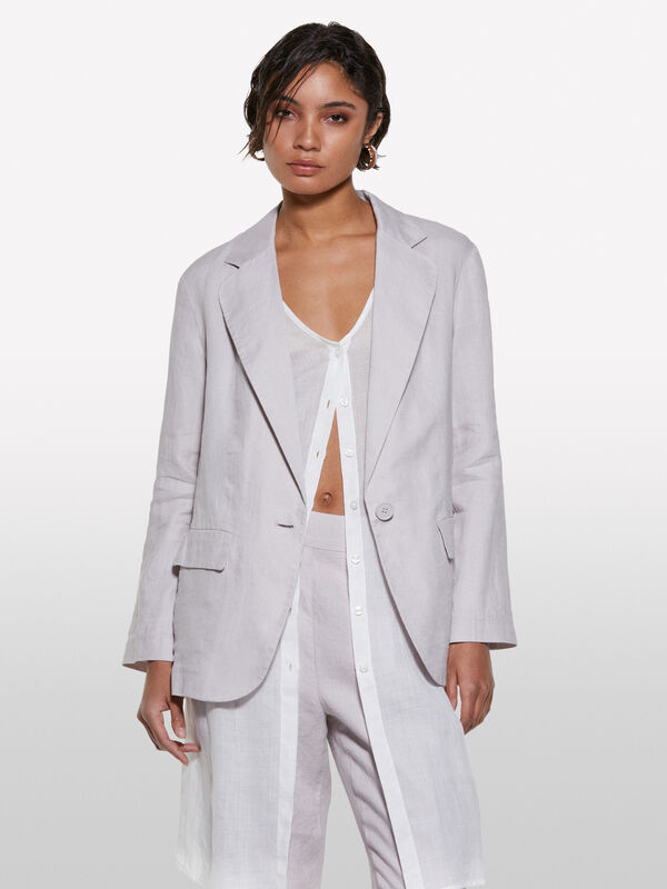 Blazer gris 100 % lin - blazers pour femme | Sisley