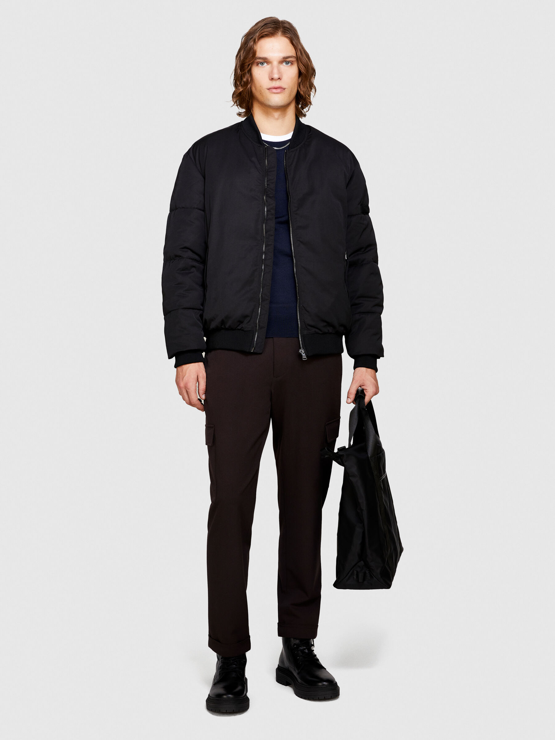 Bomber rembourr Noir Sisley