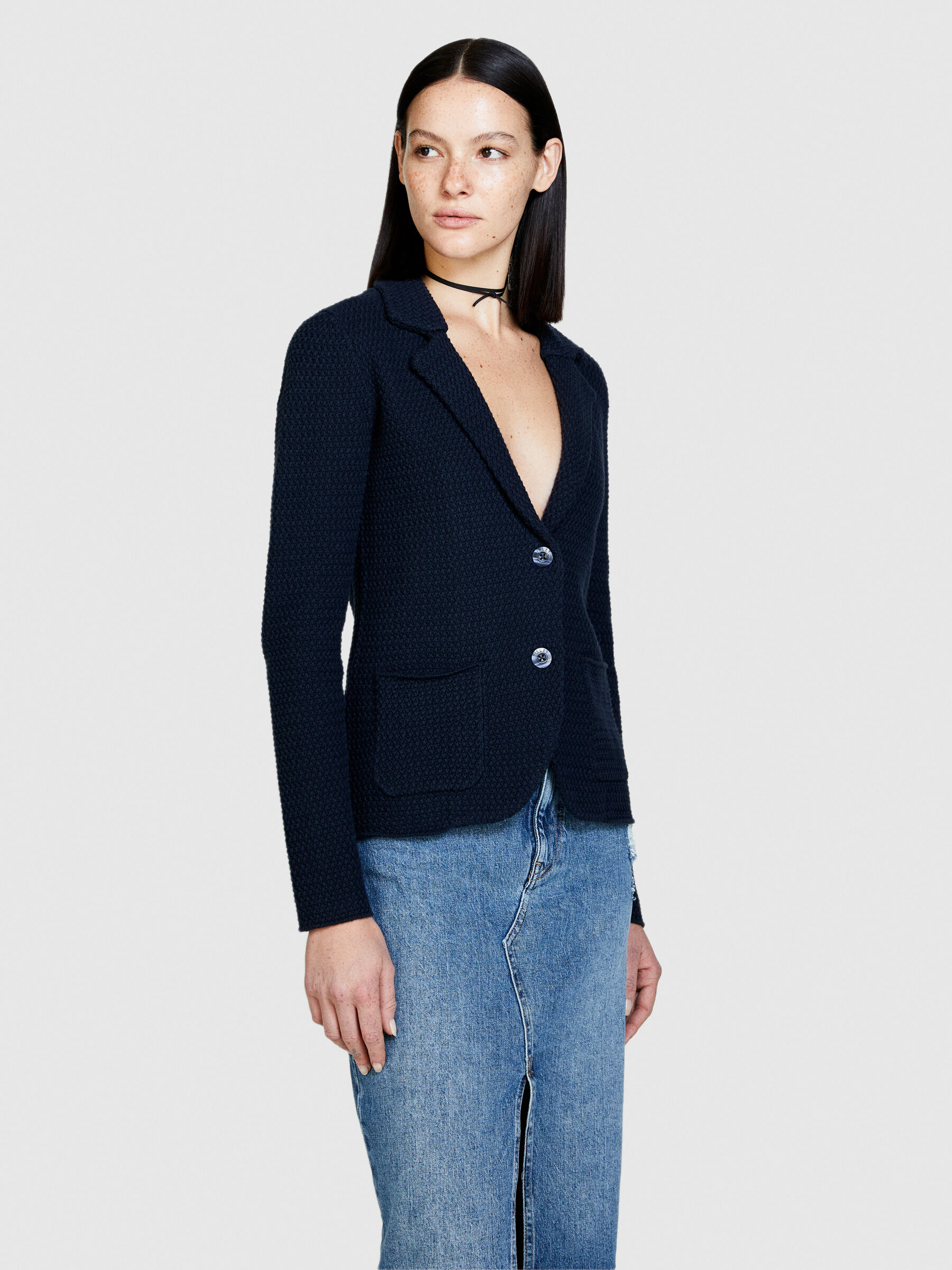 Blazer en maille Bleu Fonc Sisley