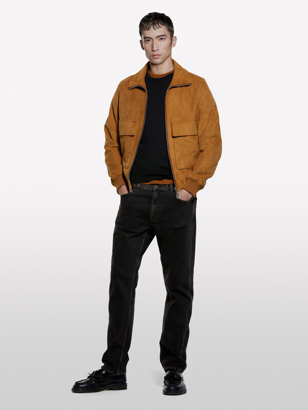 Pull en laine mélangée noire - pulls col rond pour homme | Sisley