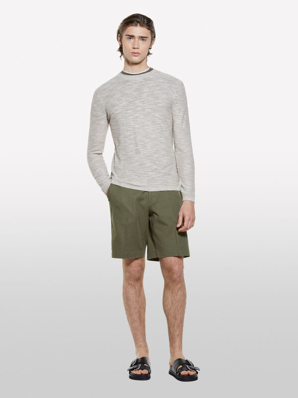 Pull chiné beige clair Pull chiné beige clair - pulls col rond pour homme | Sisley