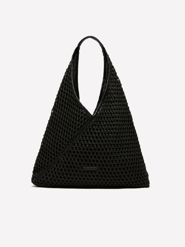 Sac maxi noir effet crochet - sacs cabas pour femme | Sisley