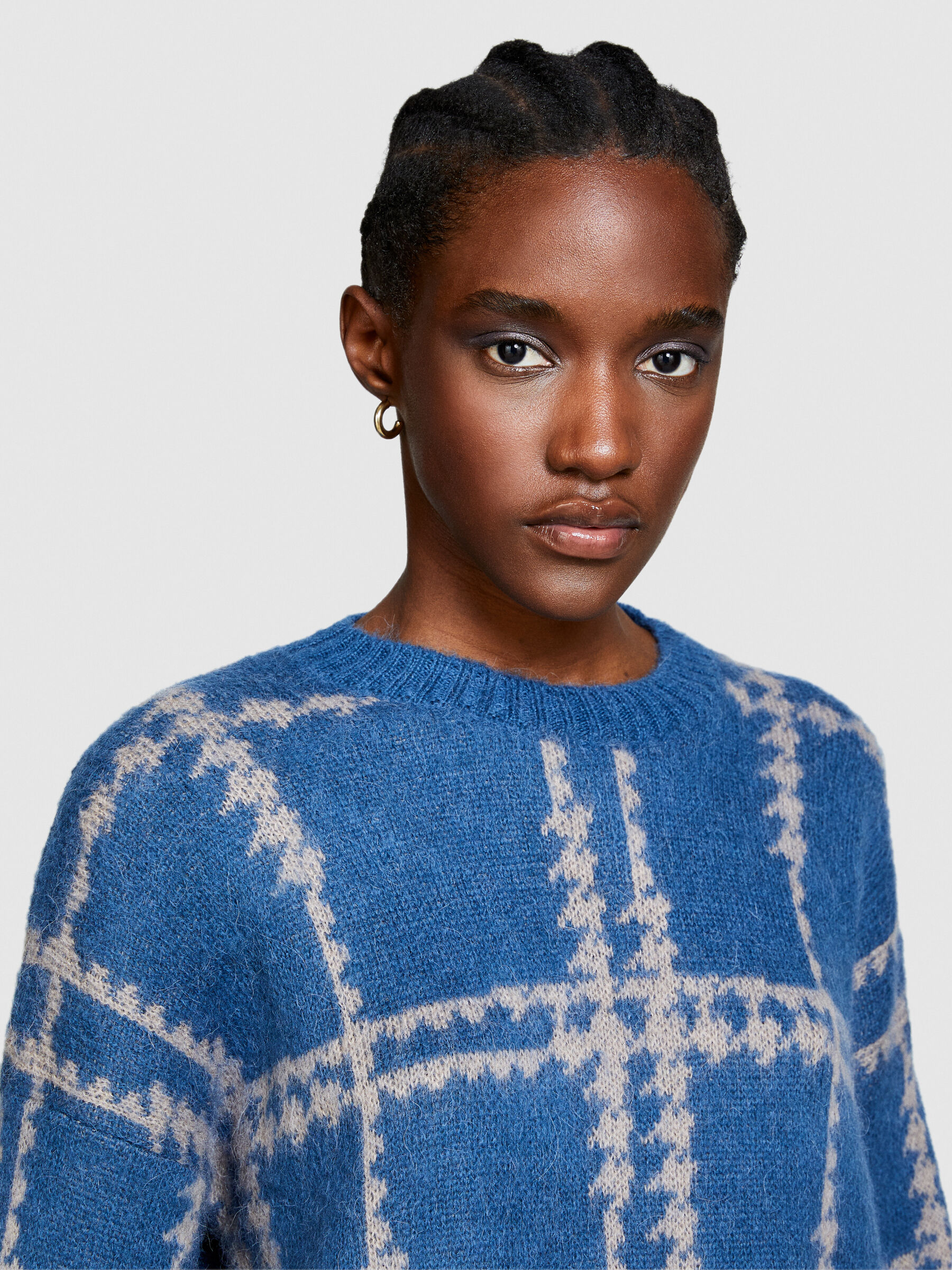 Pull jacquard Bleu Sisley