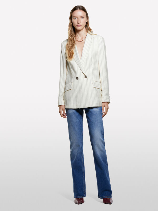 Blazer rayé blanc crème Blazer rayé blanc crème - blazers pour femme | Sisley