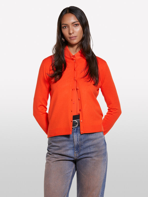 Gilet coupe regular orange - cardigans pour femme | Sisley