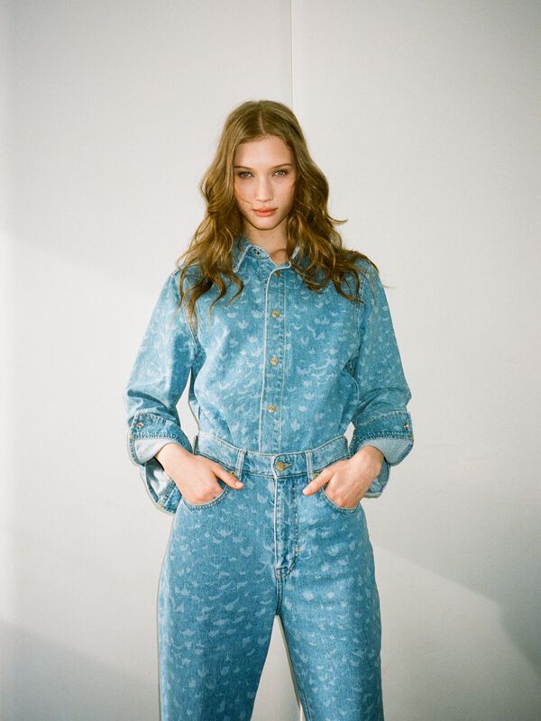 Chemise imprimée en jean - chemises pour femme | Sisley