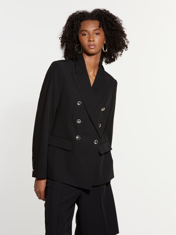 Blazer noir avec boutons dorés - blazers pour femme | Sisley