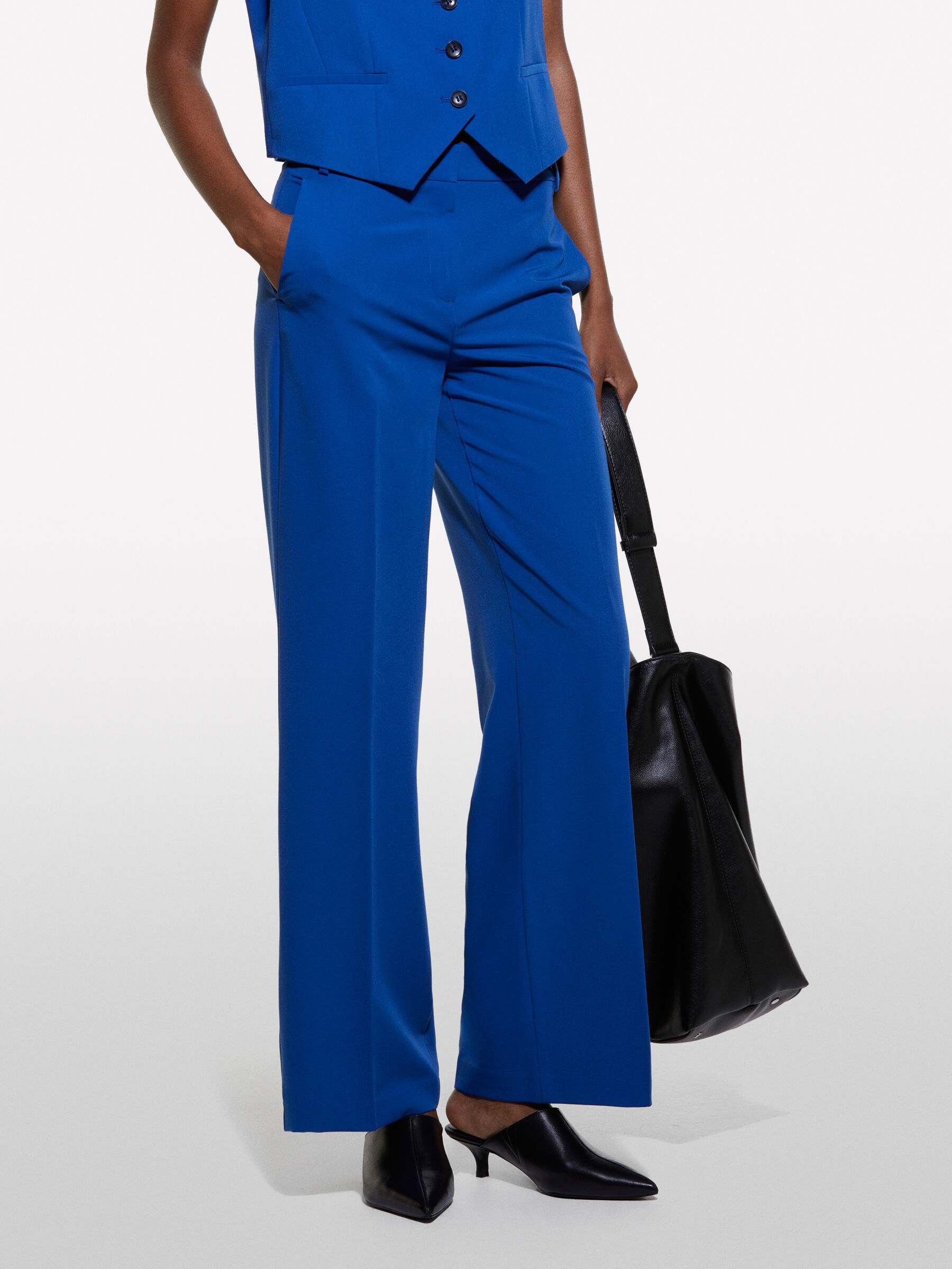 Pantalon palazzo bleu Bleu Sisley