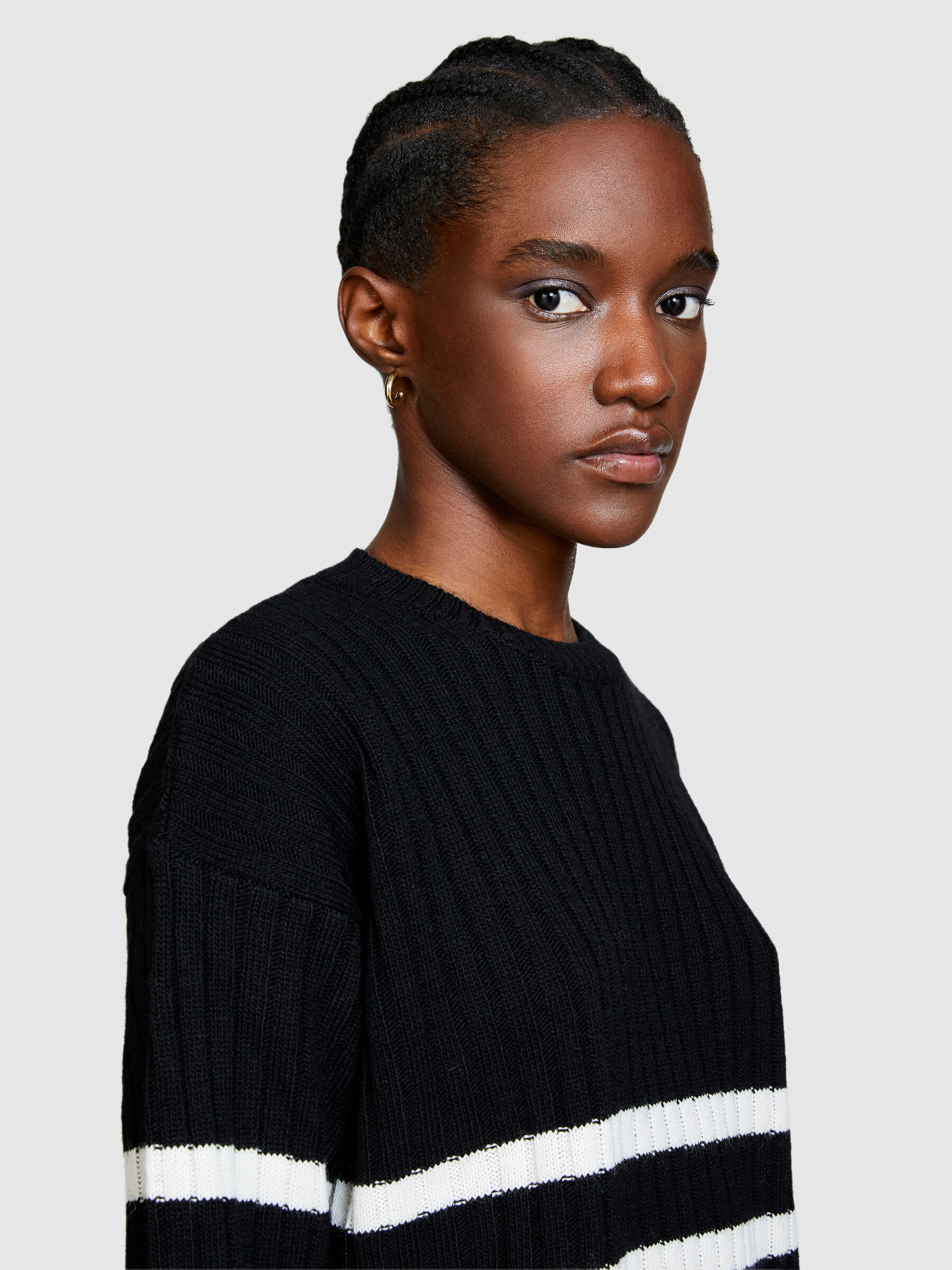 Pull rayures Noir Sisley