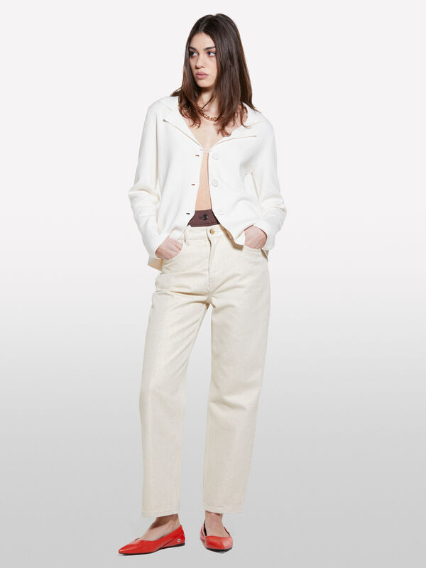 Blazer crème en maille - blazers pour femme | Sisley