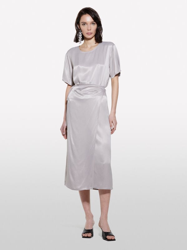 Blouse en satin gris - blouses pour femme | Sisley