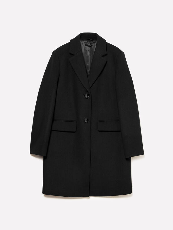 Manteau midi noir - manteaux pour femme | Sisley