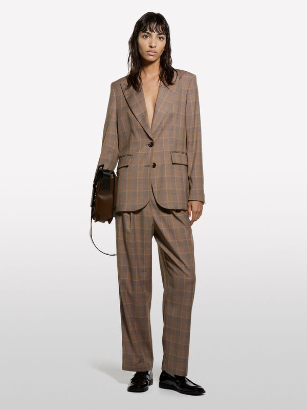 Pantalon de jogging en tartan coupe décontractée - pantalons palazzo pour femme | Sisley
