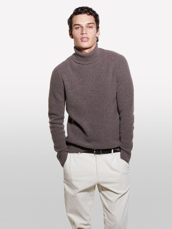 Pull marron à col montant - pulls col montant pour homme | Sisley