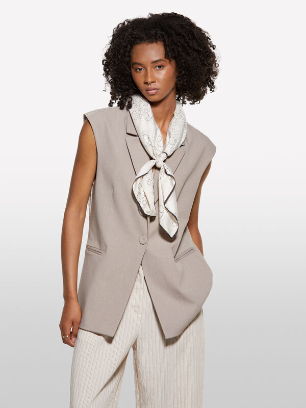 Gilet beige à rayures contrastées - vestes et doudounes sans manches pour femme | Sisley