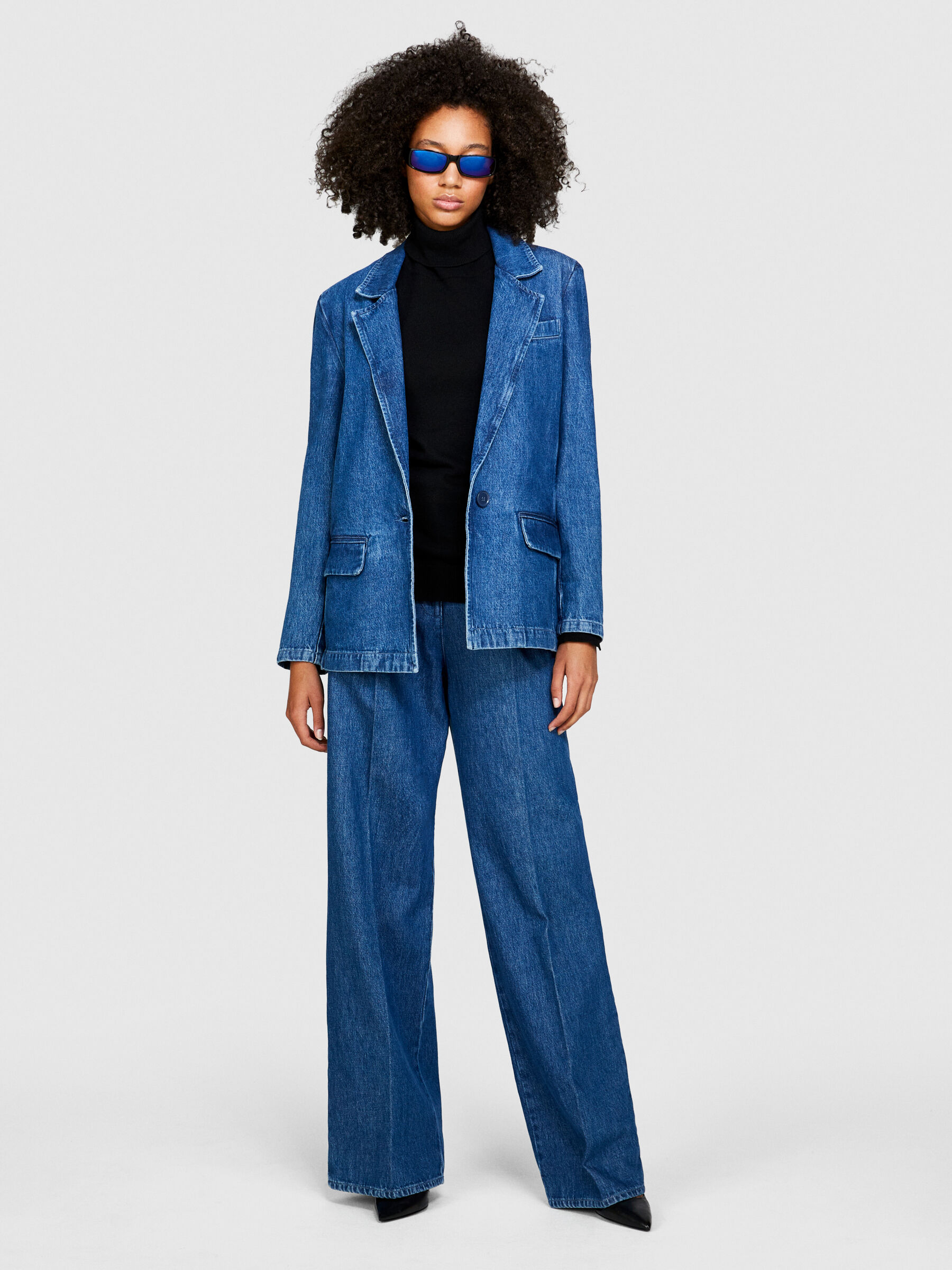 Blazer en jeans Bleu Fonc Sisley