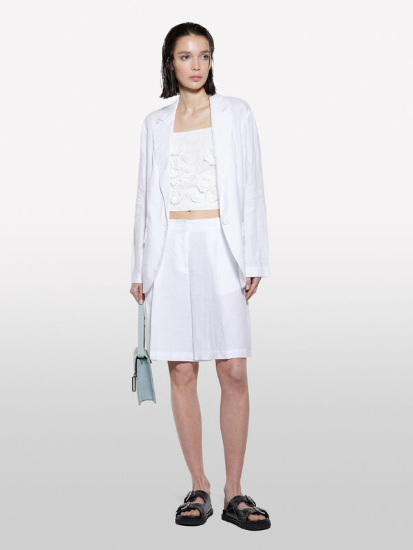 Bermuda blanc 100% lin - shorts pour femme | Sisley