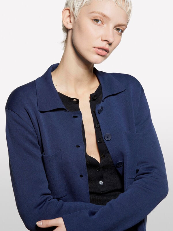 Blazer en tricot bleu marine Blazer en tricot bleu marine - blazers pour homme | Sisley