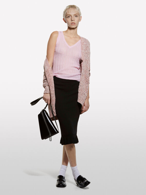 Débardeur en tricot rose pastel - hauts pour femme | Sisley