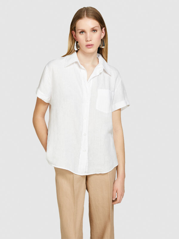 Chemisier à manches courtes 100 % lin - chemises pour femme | Sisley