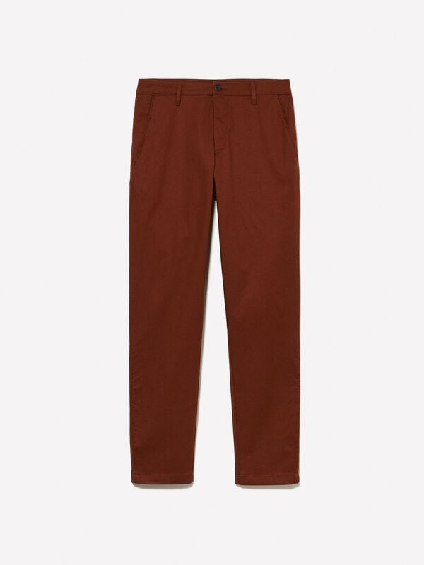 Pantalon chino marron coupe slim Pantalon chino marron coupe slim - pantalons chinos pour homme | Sisley