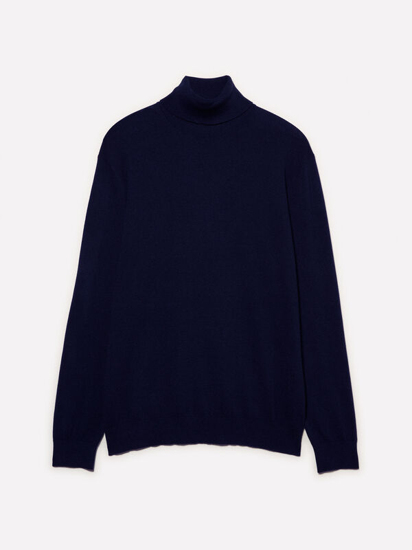 Pull bleu foncé à col montant Pull bleu foncé à col montant - pulls col montant pour homme | Sisley