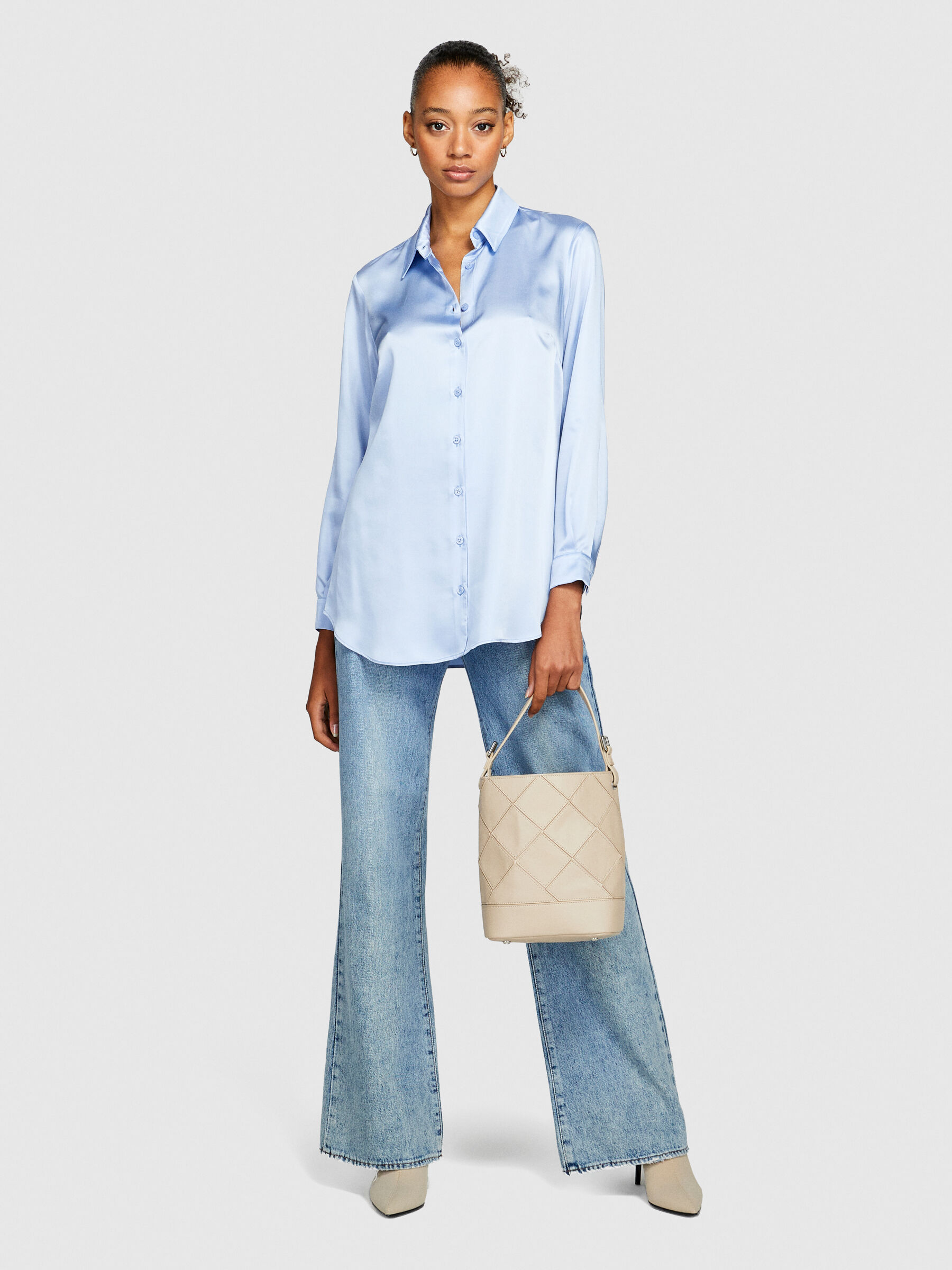 Chemise satin bleu best sale