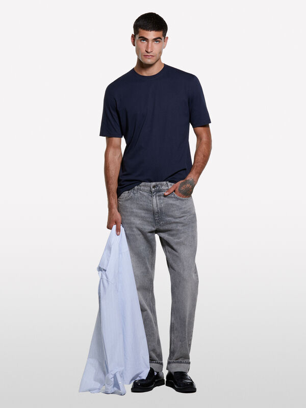 T-shirt à manches courtes coupe classique bleu foncé - t-shirts à manches courtes pour homme | Sisley