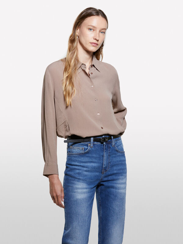 Chemise marron oversize - chemises pour femme | Sisley