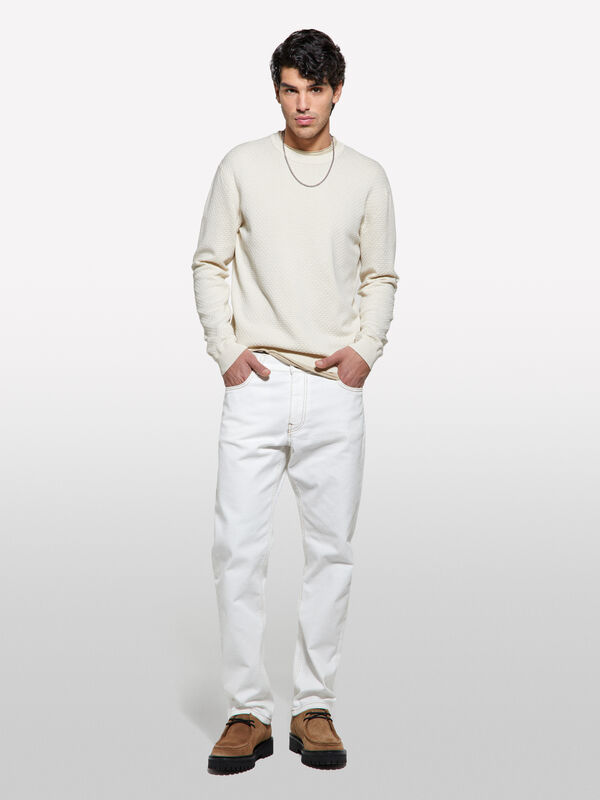 Pull beige à col rond Pull beige à col rond - pulls col rond pour homme | Sisley