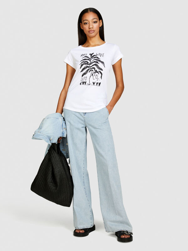 T-shirt ajusté à imprimé - t-shirts à manches courtes pour femme | Sisley