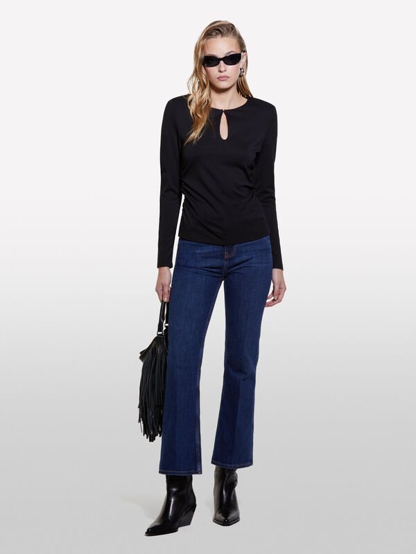 Jeans taille haute bleu foncé - jeans taille haute pour femme | Sisley
