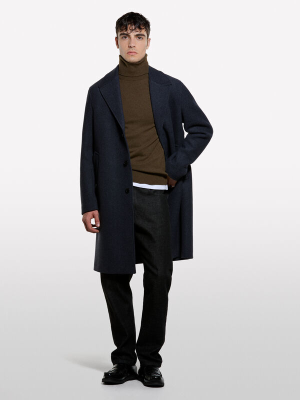 Pull marron coupe r&eacute;guli&egrave;re &agrave; col montant - pulls col montant pour homme | Sisley