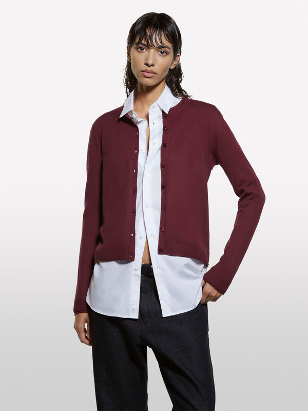 Cardigan bordeaux coupe régulière - cardigans pour femme | Sisley