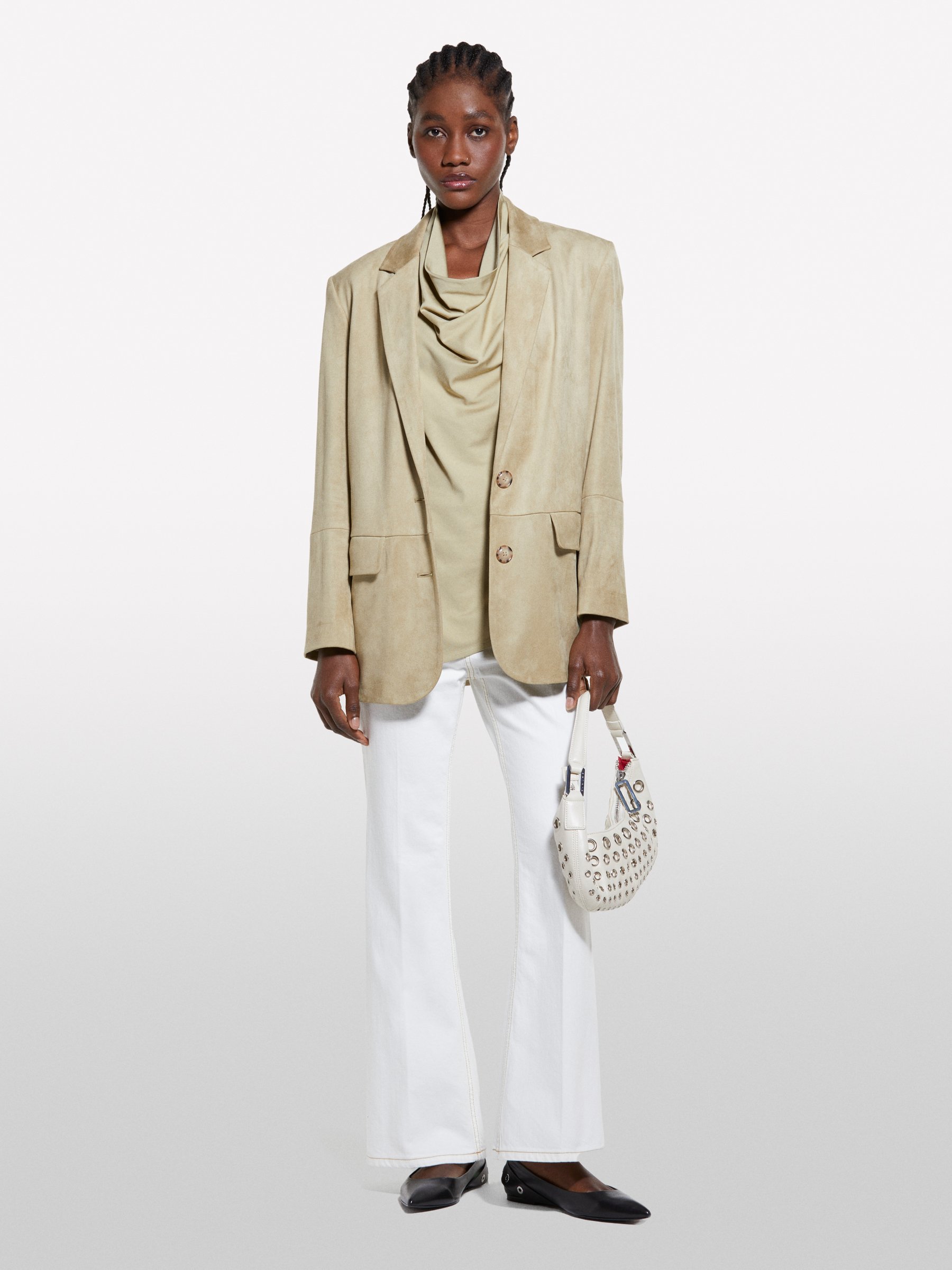 Military green draped top, Kaki Sisley