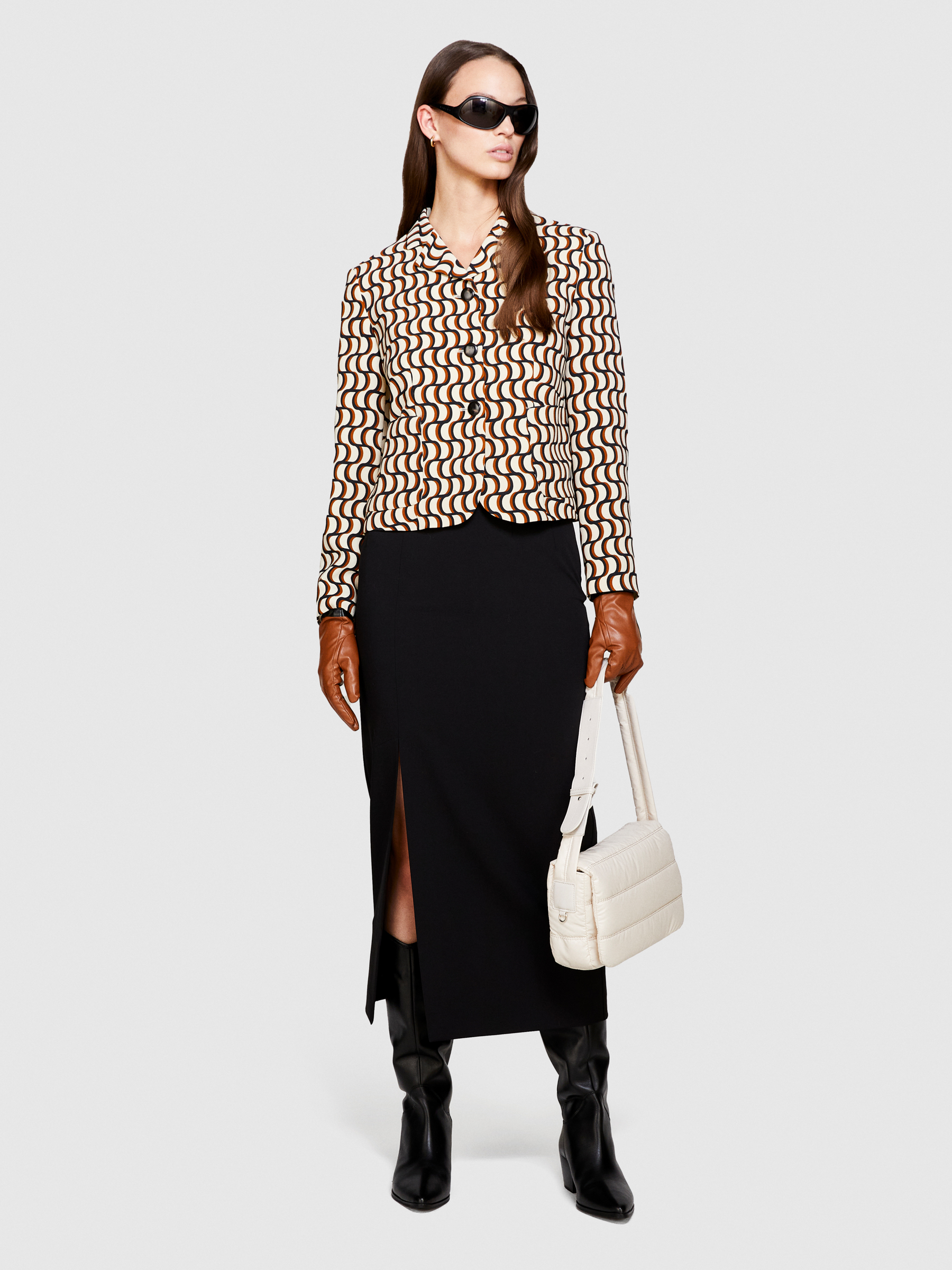 Sisley - Printed Jacket, Woman, Multi-color, Size: 48